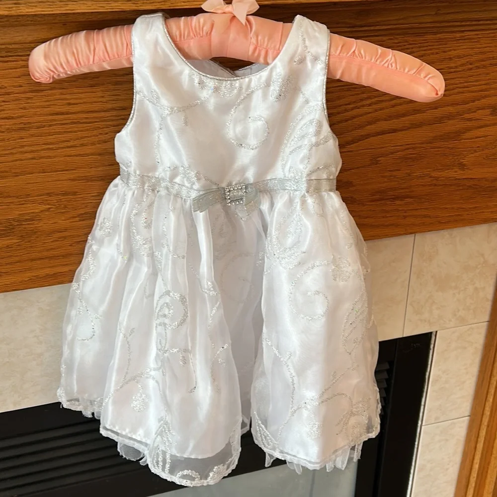 Sweet Heart Rose White Baby Formal Dress‎ Silver Chiffon Beaded